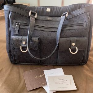 Gucci Abbey Black Denim Bag.